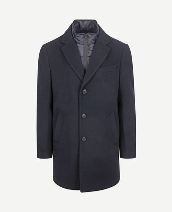 Coat wol twill donkerblauw