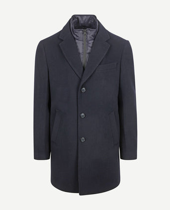 Coat wol twill donkerblauw