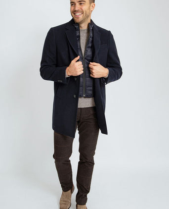 Coat wol twill donkerblauw