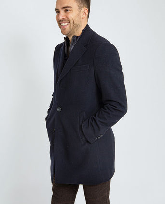 Coat wol twill donkerblauw