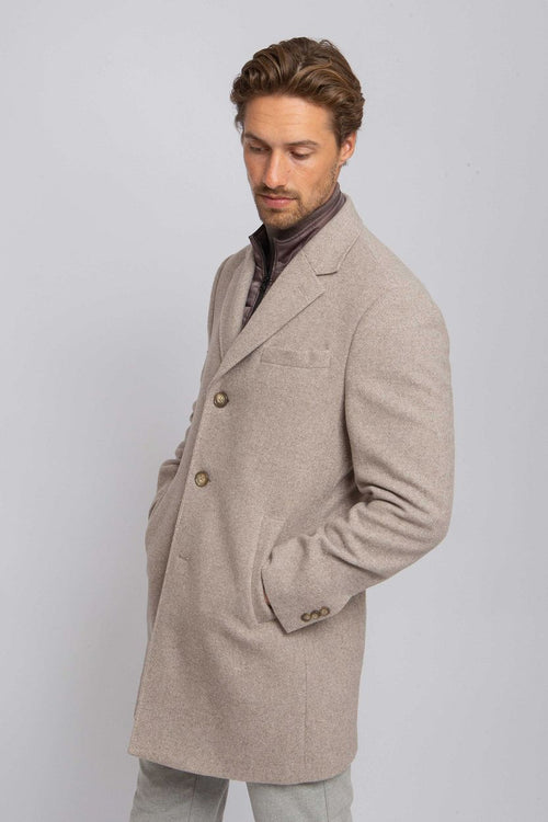 Suitable coat wol twill sand | Slim-fit