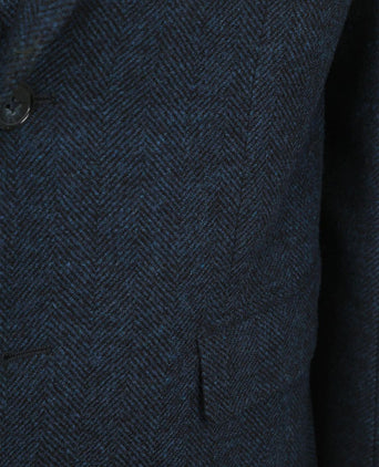 Suitable colbert herringbone merinowol donkerblauw