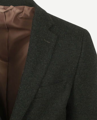 Suitable colbert herringbone merinowol donkergroen