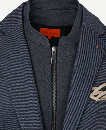 Colbert lommer twill inlay donkerblauw