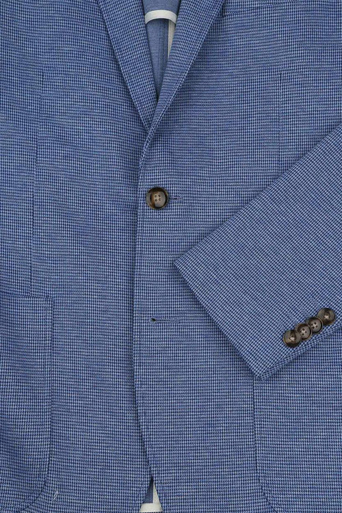 Suitable colbert face print jeans blauw