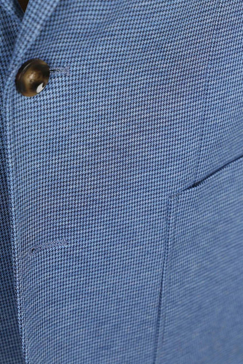 Suitable colbert face print jeans blauw