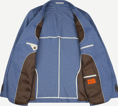 Suitable colbert face print jeans blauw