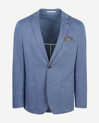 Suitable colbert face print jeans blauw