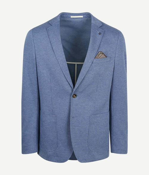 Suitable colbert face print jeans blauw