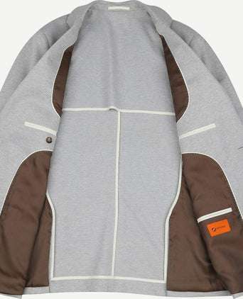 Suitable colbert face print mist grijs