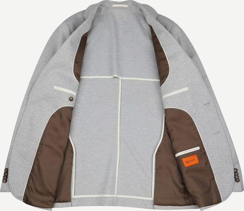 Suitable colbert face print mist grijs