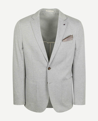 Suitable colbert face print mist grijs