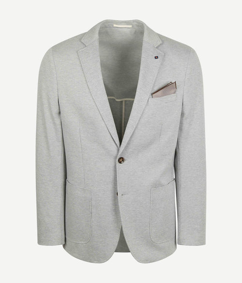 Suitable colbert face print mist grijs