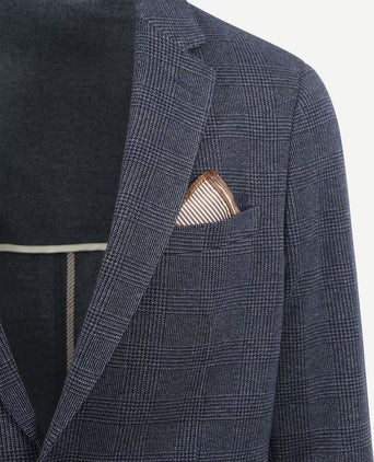 Suitable colbert fame ruiten donkerblauw | Slim-fit