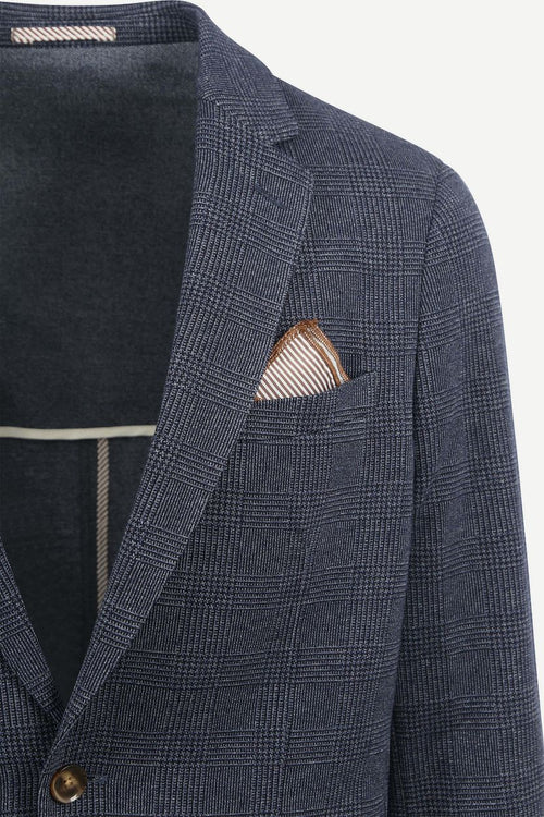 Suitable colbert fame ruiten donkerblauw | Slim-fit