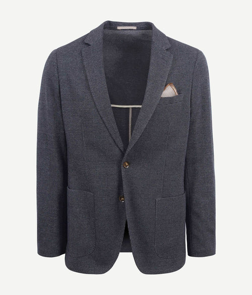 Suitable colbert fame ruiten donkerblauw | Slim-fit