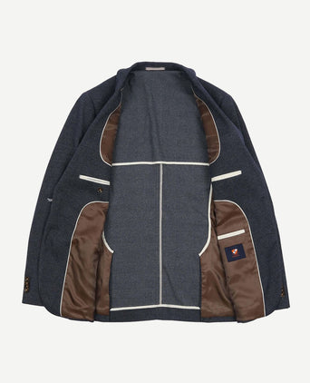 Suitable colbert fame ruiten donkerblauw | Slim-fit