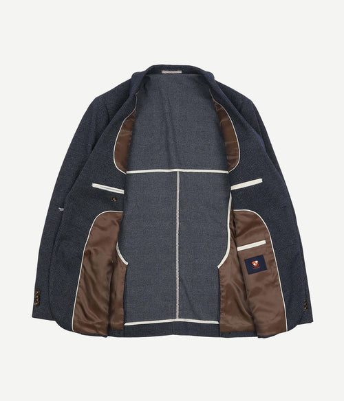 Suitable colbert fame ruiten donkerblauw | Slim-fit