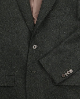 Colbert herringbone merinowol donkergroen