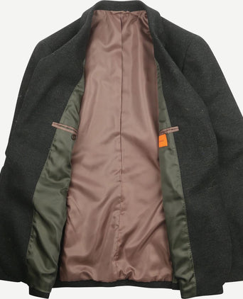 Colbert herringbone merinowol donkergroen