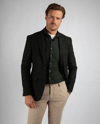 Suitable colbert herringbone merinowol donkergroen