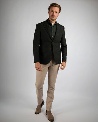 Colbert herringbone merinowol donkergroen