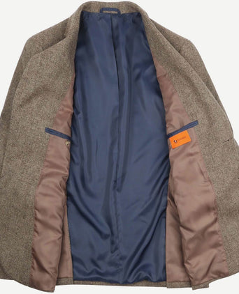 Colbert herringbone merinowol lichtbruin