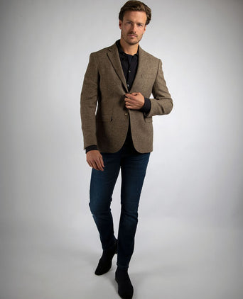 Suitable colbert herringbone merinowol lichtbruin