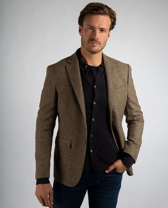 Suitable colbert herringbone merinowol lichtbruin