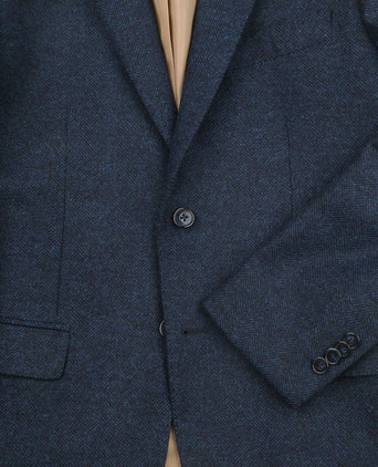 Colbert herringbone merinowol donkerblauw