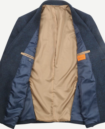 Colbert herringbone merinowol donkerblauw