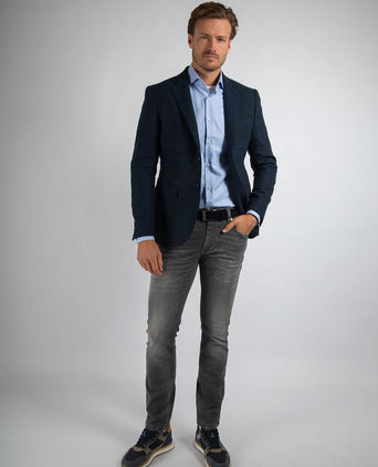 Suitable colbert herringbone merinowol donkerblauw