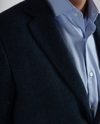 Suitable colbert herringbone merinowol donkerblauw