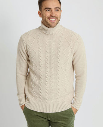 Suitable coltrui cable wol ecru | Slim-fit