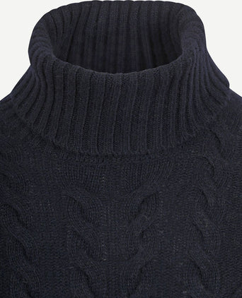 Suitable coltrui cable wol donkerblauw | Slim-fit