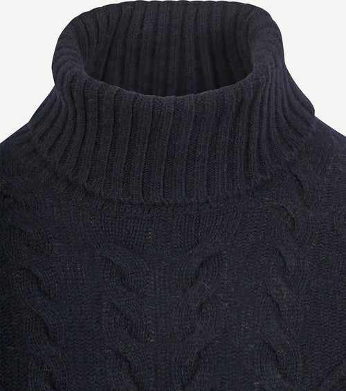 Suitable coltrui cable wol donkerblauw | Slim-fit