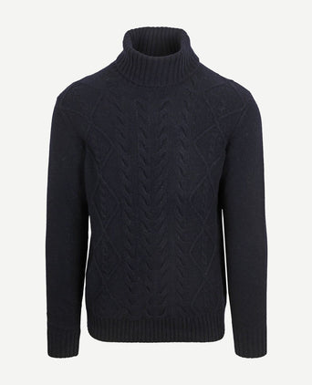 Suitable coltrui cable wol donkerblauw | Slim-fit