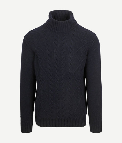 Suitable coltrui cable wol donkerblauw | Slim-fit