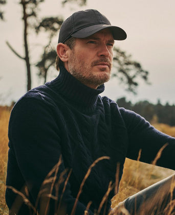 Suitable coltrui cable wol donkerblauw | Slim-fit