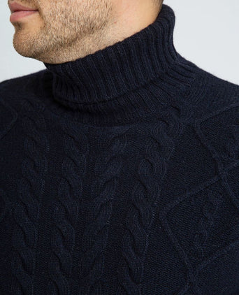Suitable coltrui cable wol donkerblauw | Slim-fit