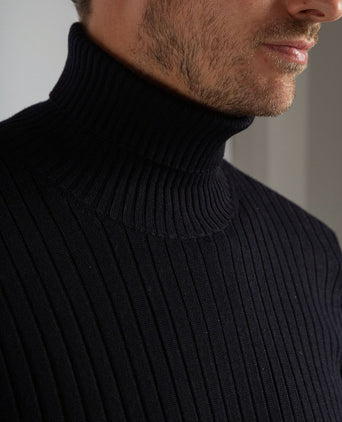 Suitable coltrui rib merino donkerblauw | Slim-fit