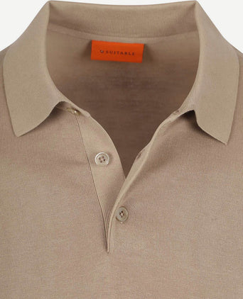 Suitable compact cotton poloshirt beige