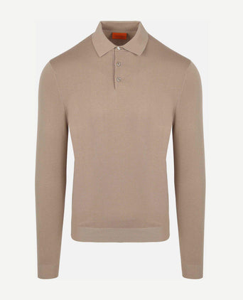 Suitable compact cotton poloshirt beige
