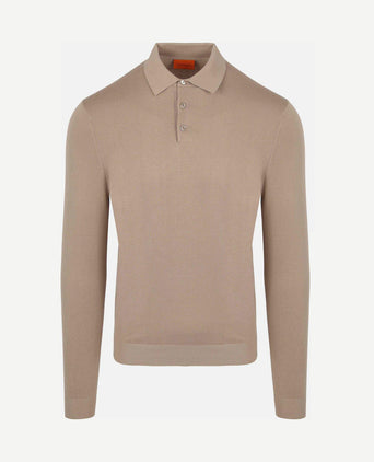 Compact cotton poloshirt beige