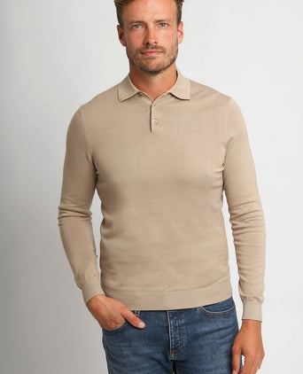 Suitable compact cotton poloshirt beige
