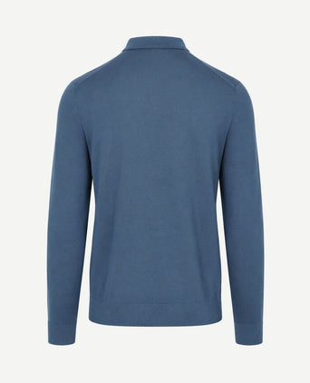 Compact cotton poloshirt denim blauw