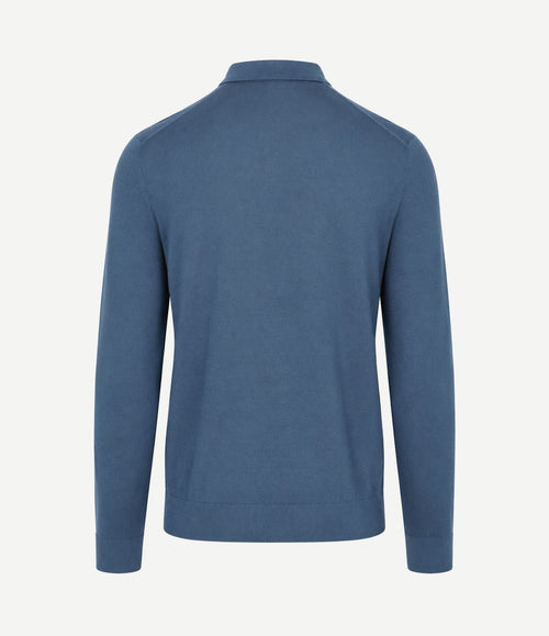 Compact cotton poloshirt denim blauw