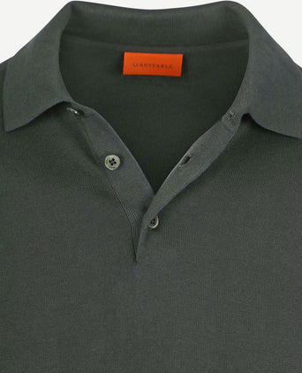 Suitable compact cotton poloshirt donkergroen