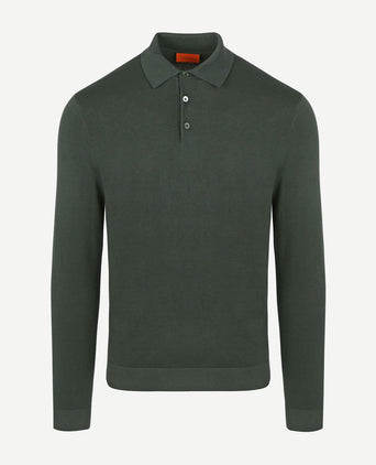 Suitable compact cotton poloshirt donkergroen