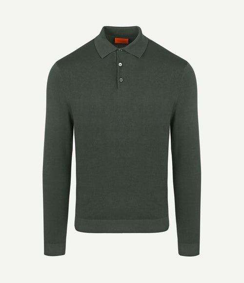 Compact cotton poloshirt donkergroen